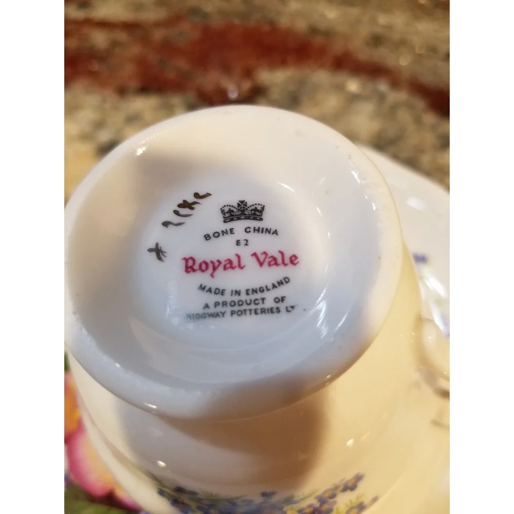 Royal Vale Bone China Pink Yellow Rose Cup & Saucer Made in England